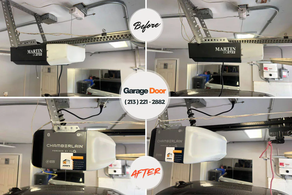 Before and after: garage door repair Watauga, TX